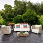 Salotto da Giardino in Alluminio Bianco e Tessuto - Eugene Viadurini