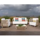 Salotto da Giardino in Alluminio Bianco e Tessuto - Eugene Viadurini