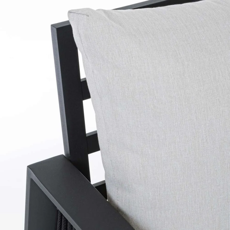 Salotto da Giardino in Alluminio Bianco o Nero di Design - Pioggialatte Viadurini