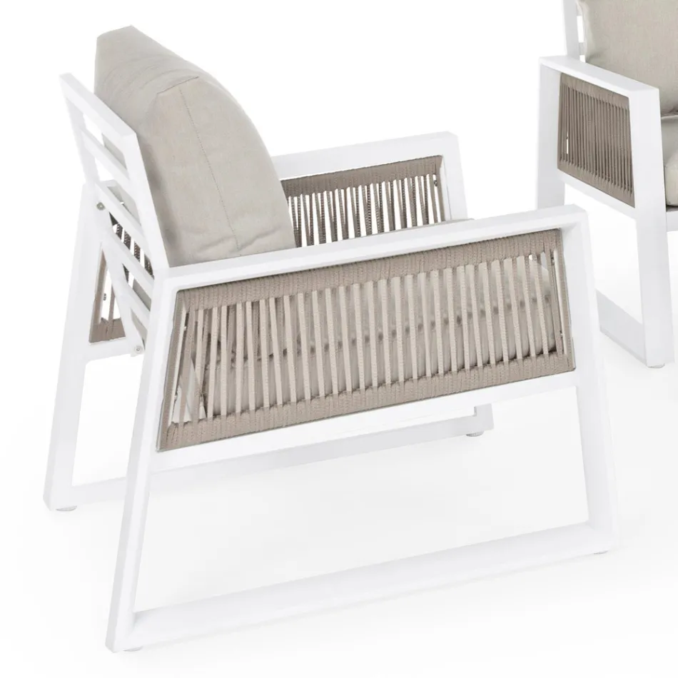 Salotto da Giardino in Alluminio Bianco o Nero di Design - Pioggialatte Viadurini