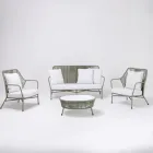 Salotto da Giardino in Alluminio e Intreccio in Corda - Asteria Viadurini