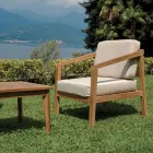 Salotto da Giardino in Legno di Teak FSC e Cuscini Ecrù - Caresa Viadurini