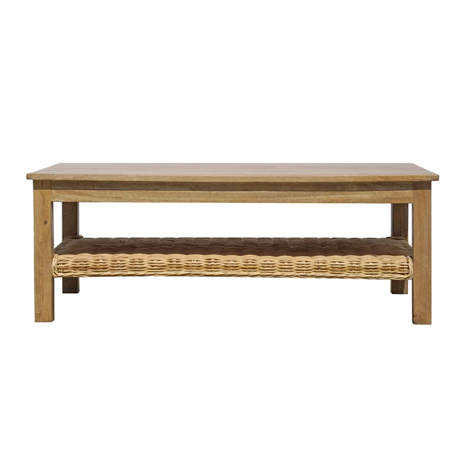 Salotto da Giardino in Legno, Rattan e Cuscini Sfoderabili - Silvara Viadurini