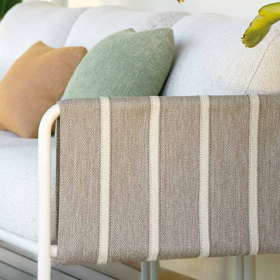 Salotto da Giardino in Metallo Zincato e Cuscini in Tessuto - Sognando Viadurini