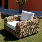 Salotto da Giardino in Rattan con Tavolino in Legno e Cuscini - Hugues Viadurini