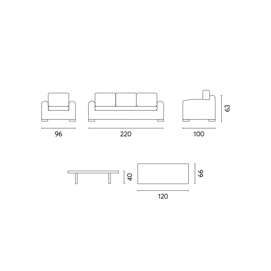 Salotto da Giardino in Rattan con Tavolino in Legno e Cuscini - Hugues Viadurini