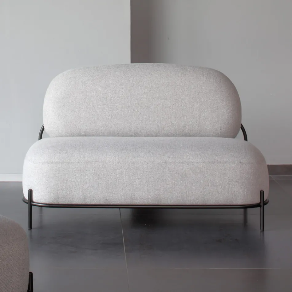 Salotto da Interno in Tessuto Grigio e Struttura in Metallo - Nidaro Viadurini