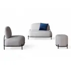 Salotto da Interno in Tessuto Grigio e Struttura in Metallo - Nidaro Viadurini