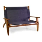 Salotto in Legno di Acacia Oliata Colore Naturale e Tessuto - Bottega Viadurini