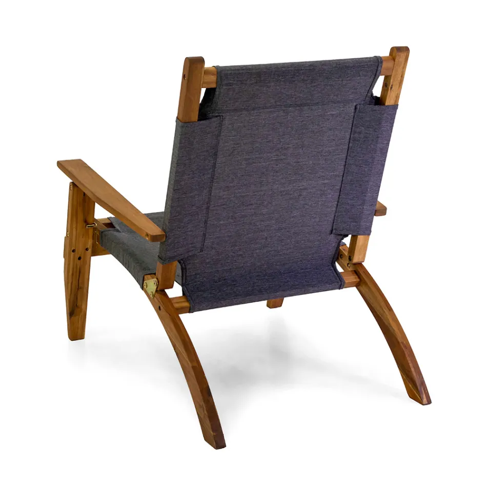 Salotto in Legno di Acacia Oliata Colore Naturale e Tessuto - Bottega Viadurini