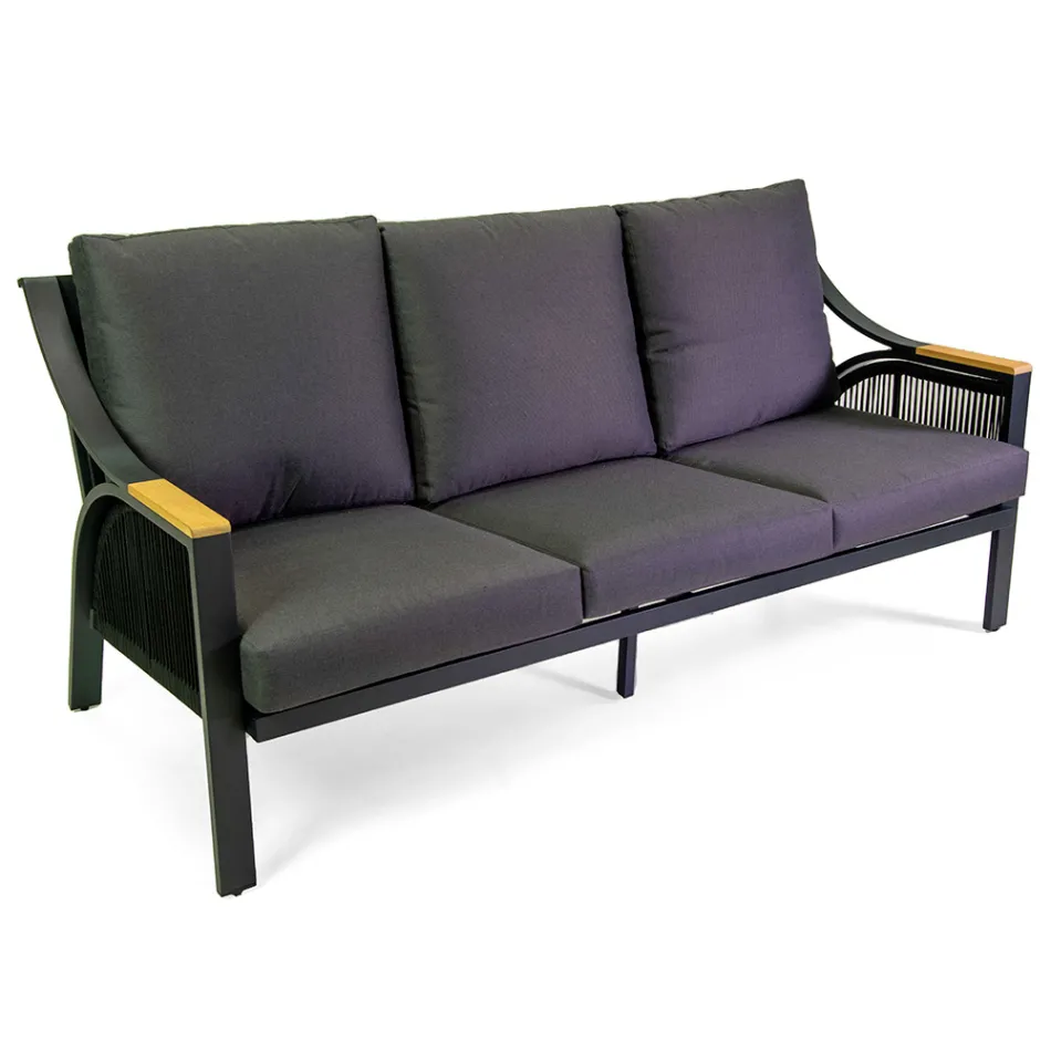 Salotto Realizzato in Alluminio con Braccioli in Teak del Brasile - Diario Viadurini