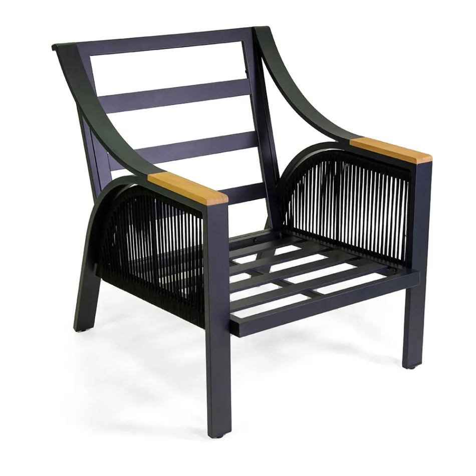 Salotto Realizzato in Alluminio con Braccioli in Teak del Brasile - Diario Viadurini