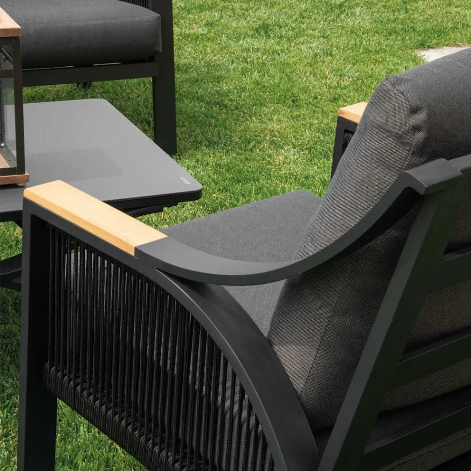 Salotto Realizzato in Alluminio con Braccioli in Teak del Brasile - Diario Viadurini