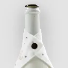 Salvagoccia in Lino Bianco o Nero con Ricamo e Cristalli 2 Pezzi - Salvino Viadurini