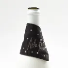 Salvagoccia in Lino Bianco o Nero con Ricamo e Cristalli 2 Pezzi - Salvino Viadurini