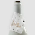 Salvagoccia in Lino Bianco o Nero con Ricamo e Cristalli 2 Pezzi - Salvino Viadurini