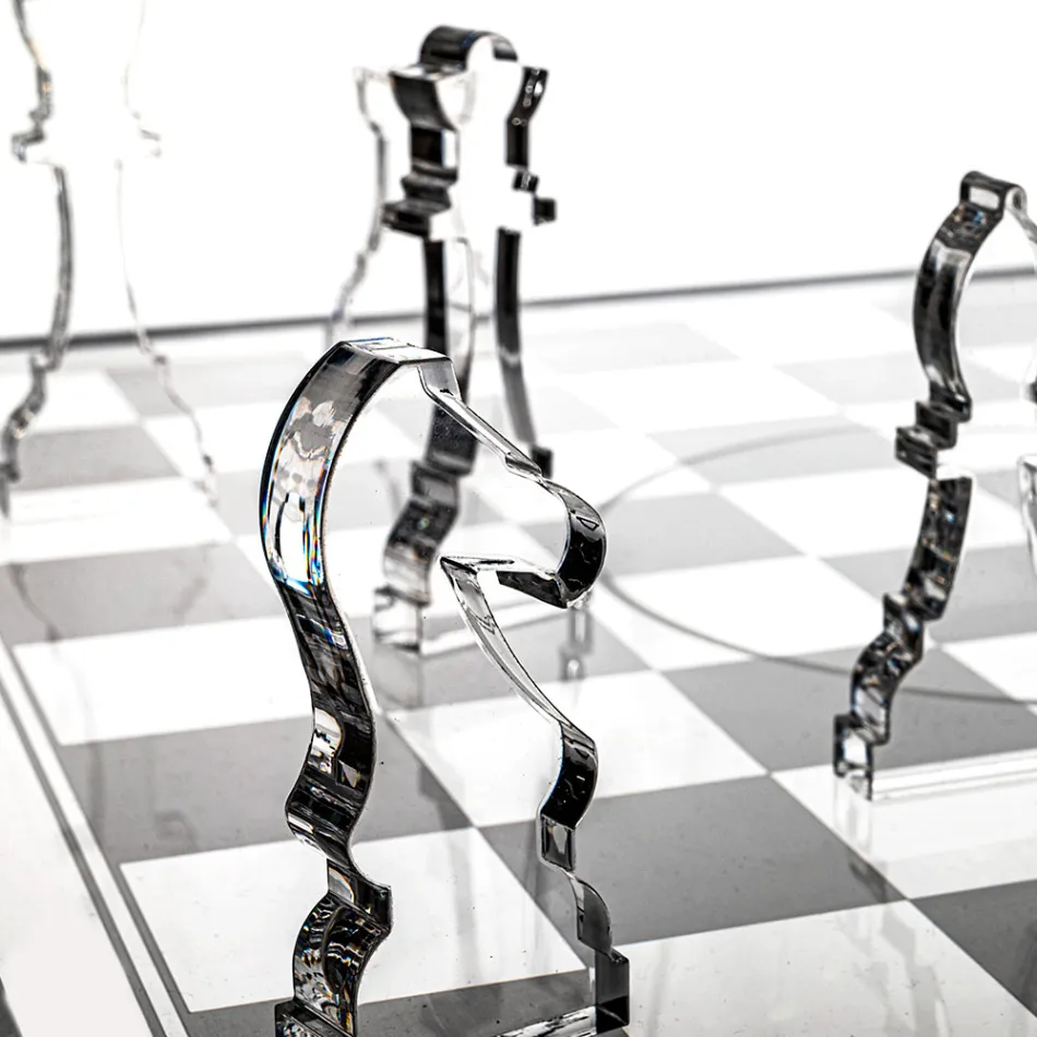 Scacchiera e Dama di Design in Plexiglass con Cassetto Made in Italy - Elora Viadurini