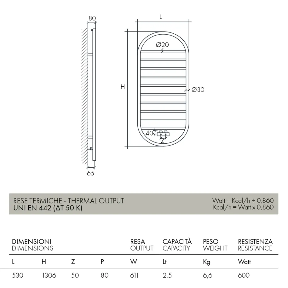 Scaldasalviette di Design a “Tutto Tondo Slim” in Acciaio Made in Italy - Smooth Viadurini