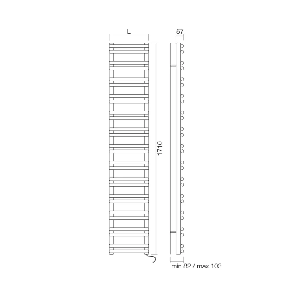 Scaldasalviette Elettrico con Elementi Orizzontali Made in Italy - Amaretti Viadurini