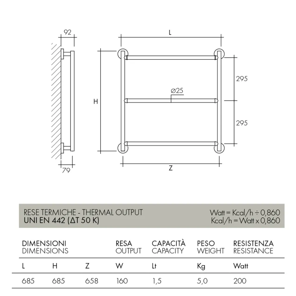 Scaldasalviette elettrico cromato design moderno Gaia by Scirocco H Viadurini
