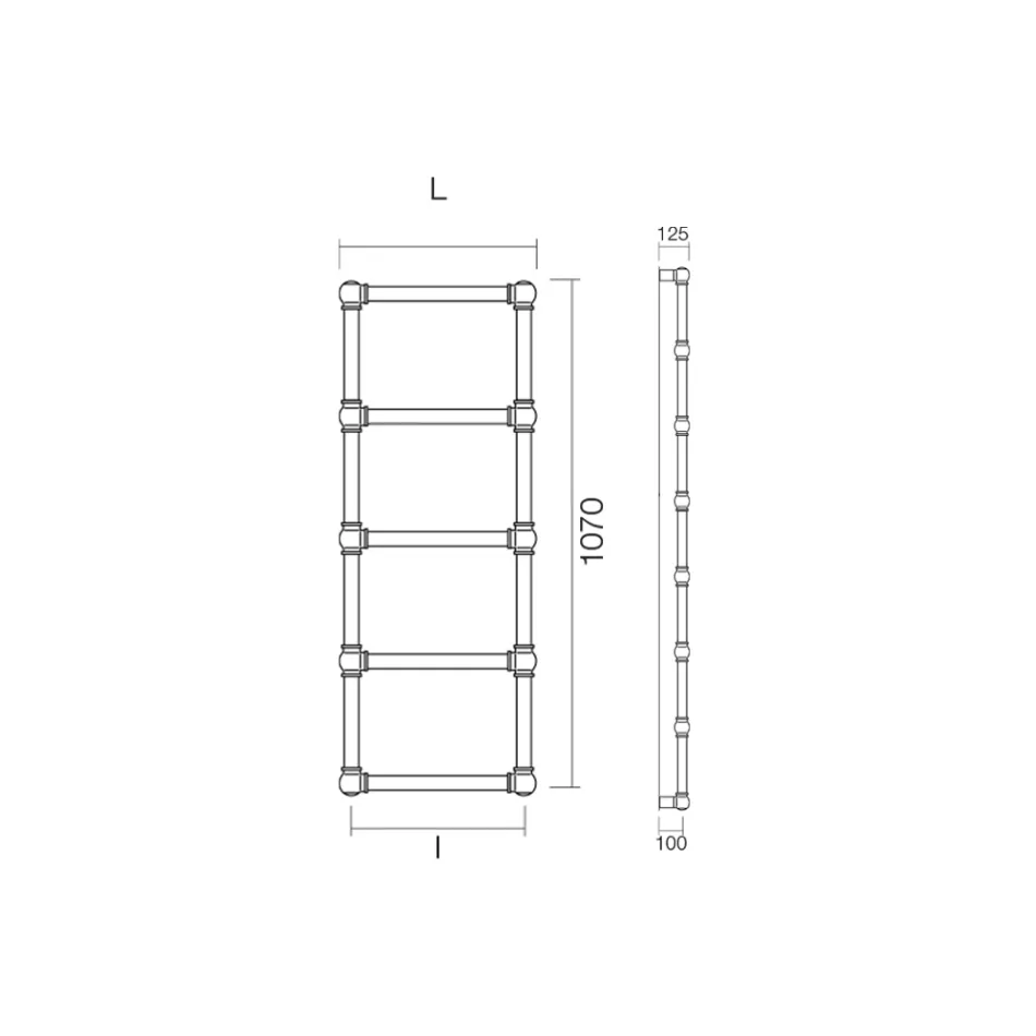Scaldasalviette Idraulico in Ottone con Sfere di Collegamento Made in Italy - Ricotta Viadurini