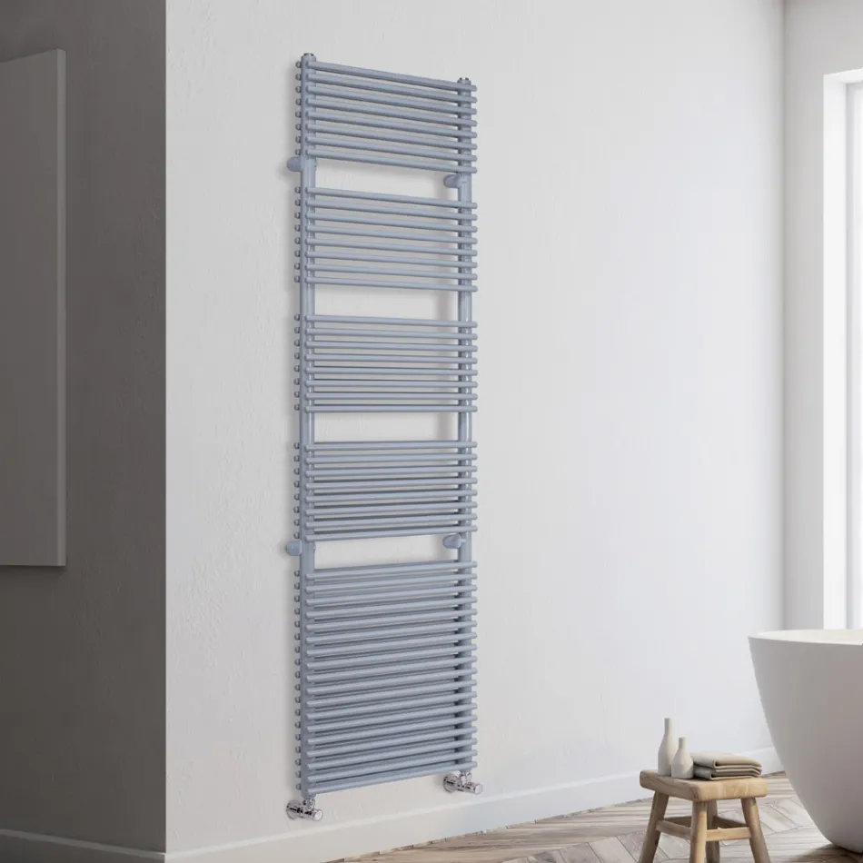 Scaldasalviette Misto in Acciaio Finitura Alluminio Made in Italy - Brioches Viadurini