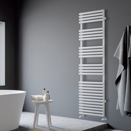 Scaldasalviette Misto in Acciaio Finitura Bianco Puro Made in Italy - Limone Viadurini