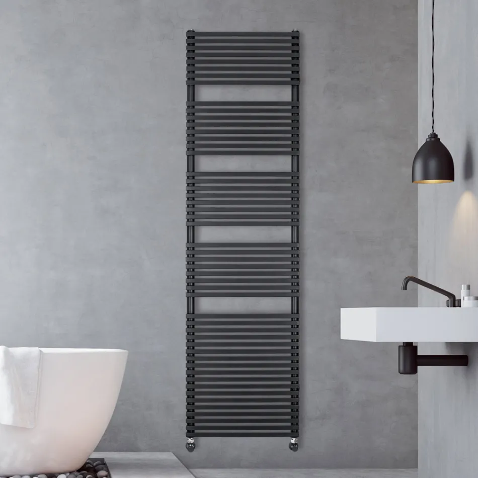Scaldasalviette Misto in Acciaio Finitura Jet Black Made in Italy - Brownies Viadurini