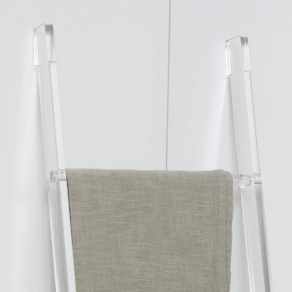 Scaletta Porta Asciugamani Bagno Cristallo Acrilico Trasparente - Astuta Viadurini