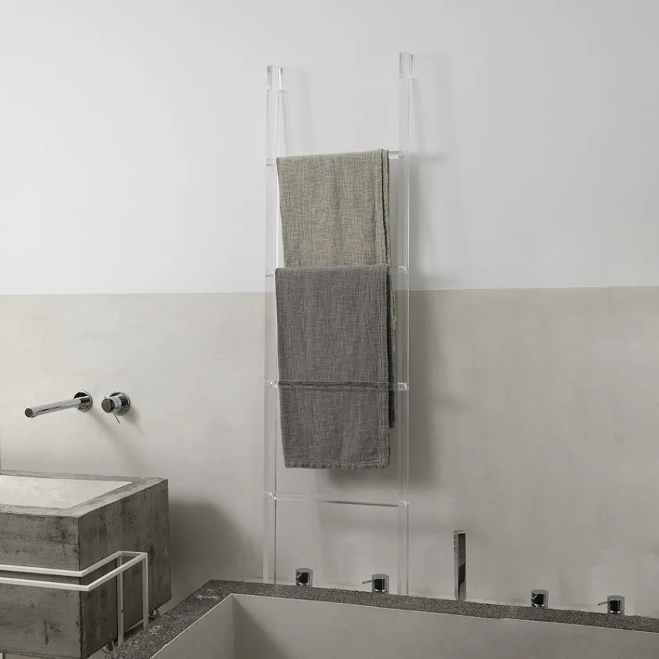 Scaletta Porta Asciugamani Bagno Cristallo Acrilico Trasparente - Astuta Viadurini
