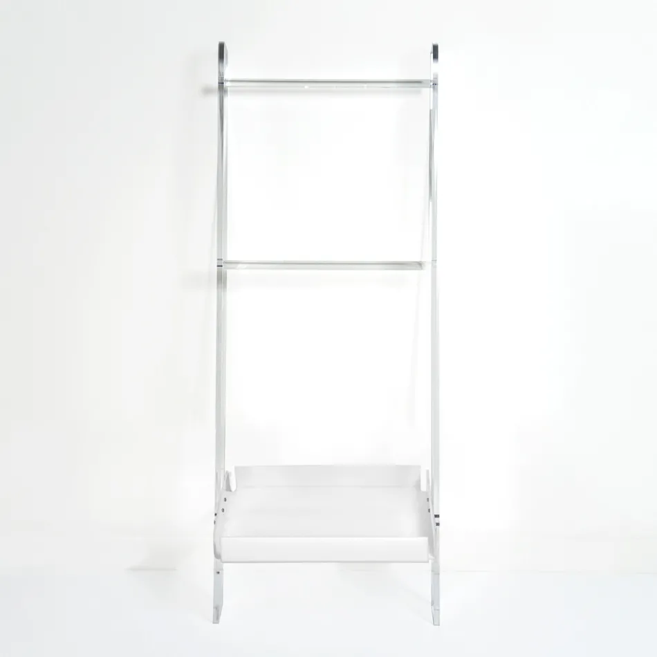 Scaletta Porta Asciugamani in Plexiglass Bianco Made in Italy - Jamira Viadurini
