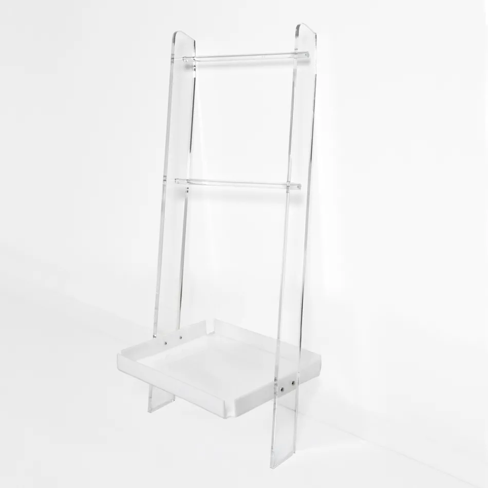 Scaletta Porta Asciugamani in Plexiglass Bianco Made in Italy - Jamira Viadurini