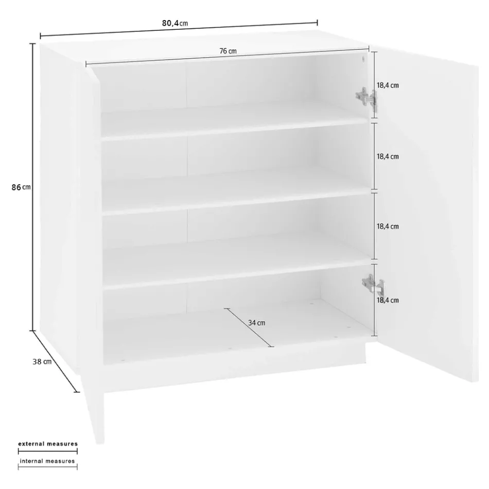 Scarpiera 2 Ante in Legno Nobilitato Sostenibile Bianco o Ardesia - Joris Viadurini