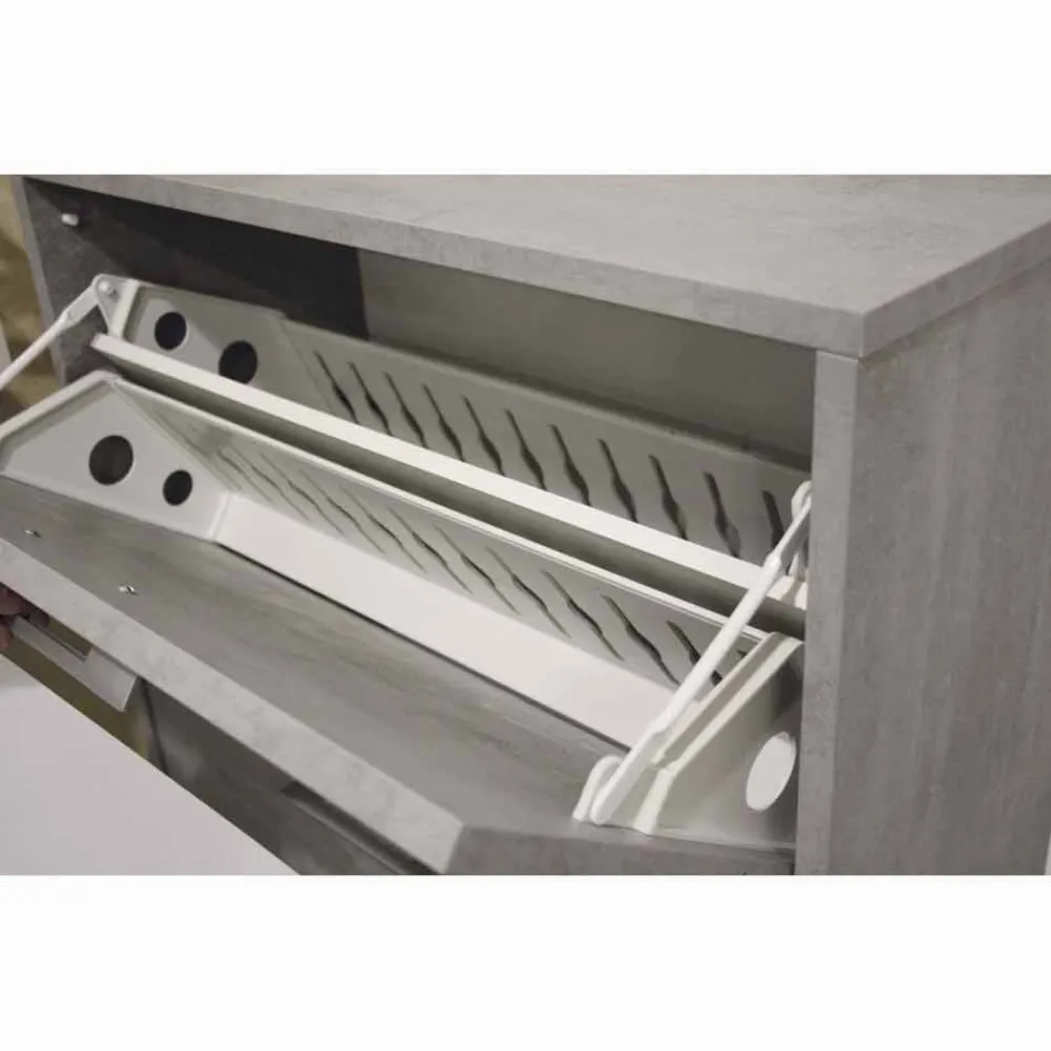 Scarpiera a ribalta a doppia fila in nobilitato Cleaf cemento Senis Viadurini