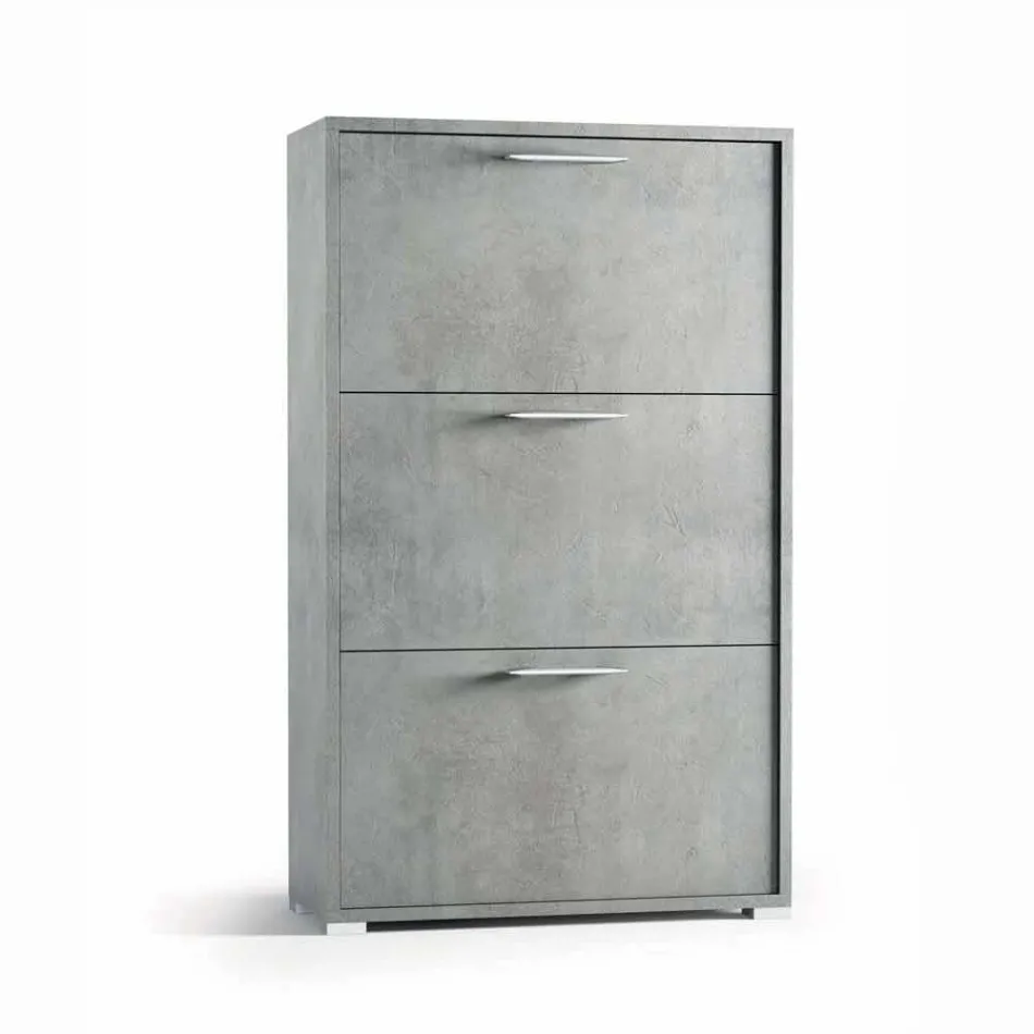 Scarpiera a ribalta a doppia fila in nobilitato Cleaf cemento Senis Viadurini