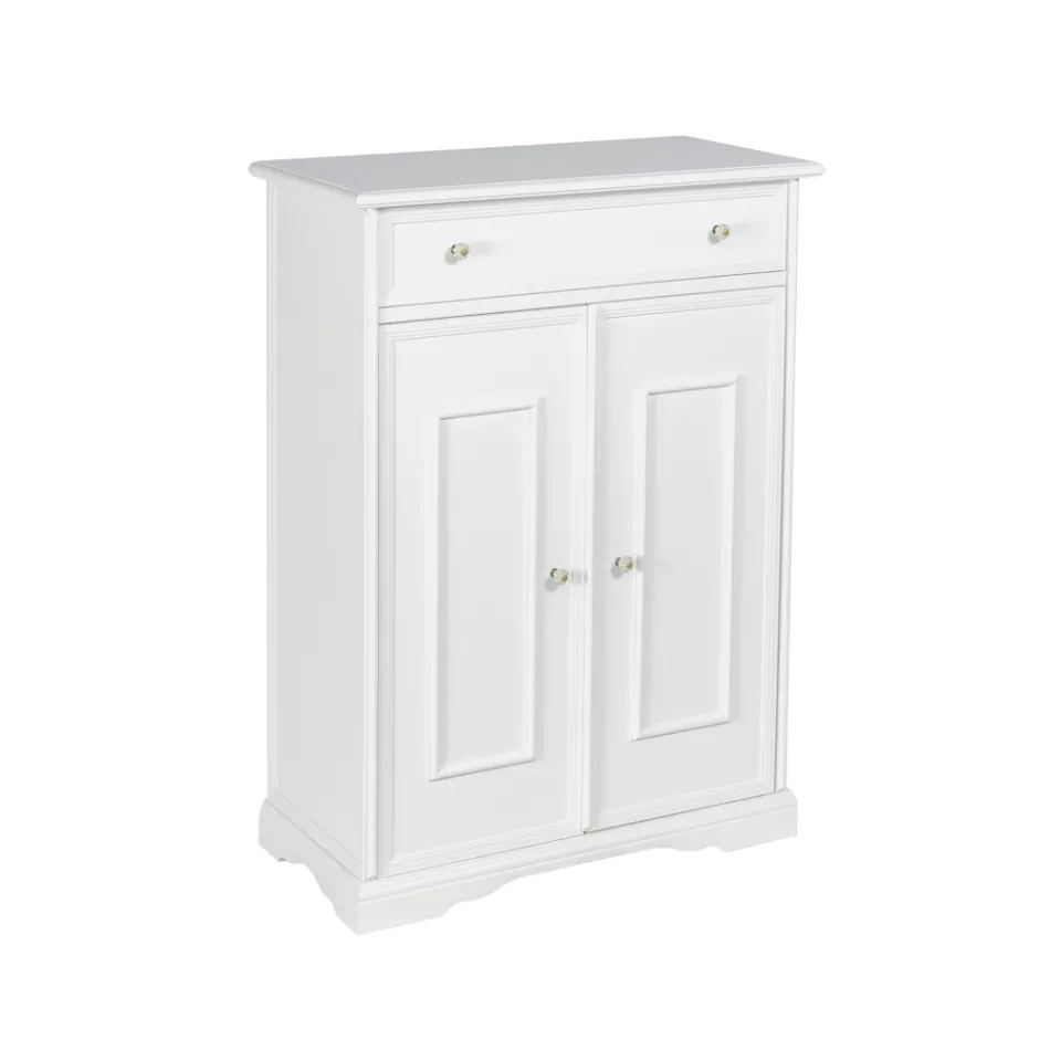 Scarpiera con 1 Cassetto e 2 Ante in Legno Realizzata in Italia - Lasa Viadurini