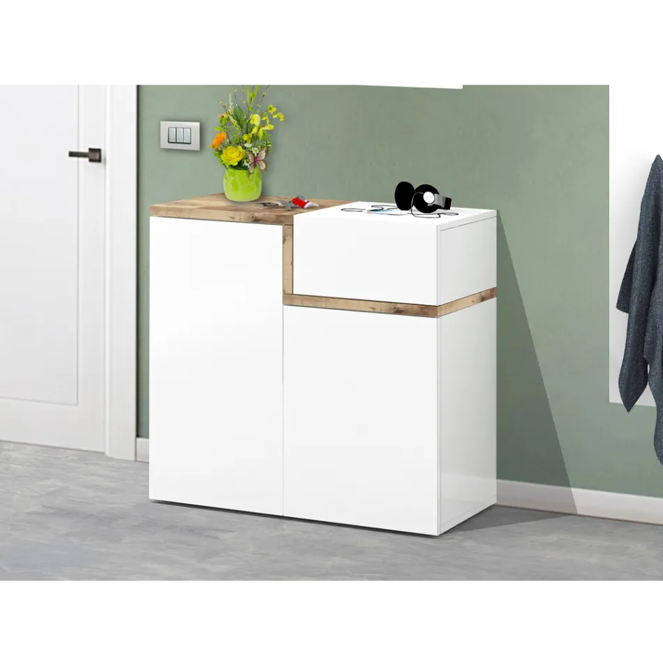 Scarpiera Ingresso 3 o 4 Ante in Legno Bianco e Ardesia o Acero - Tiscali Viadurini