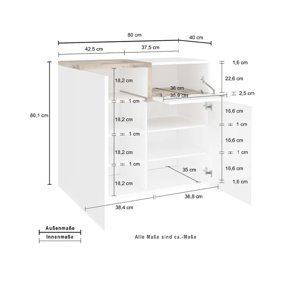 Scarpiera Ingresso 3 o 4 Ante in Legno Bianco e Ardesia o Acero - Tiscali Viadurini
