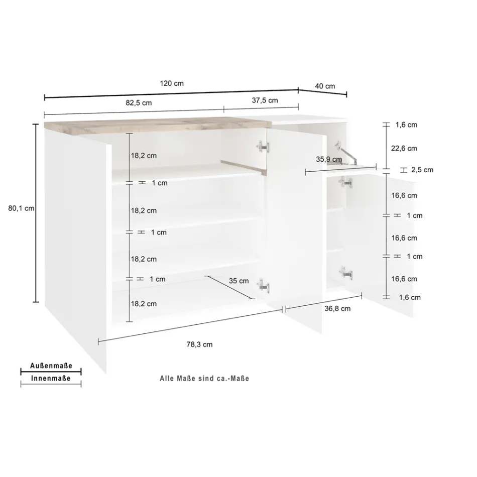 Scarpiera Ingresso 3 o 4 Ante in Legno Bianco e Ardesia o Acero - Tiscali Viadurini