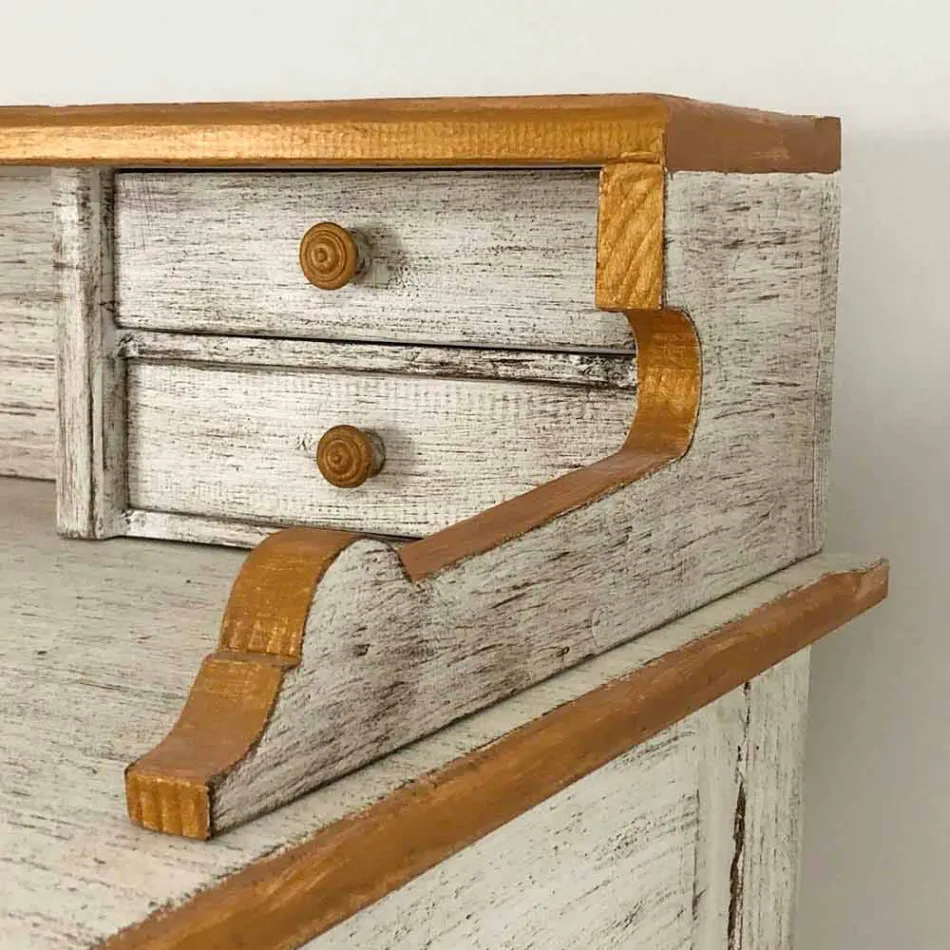 Scrittoio Fatto a Mano in Legno Massello con 4 Cassetti Made in Italy - Amela Viadurini