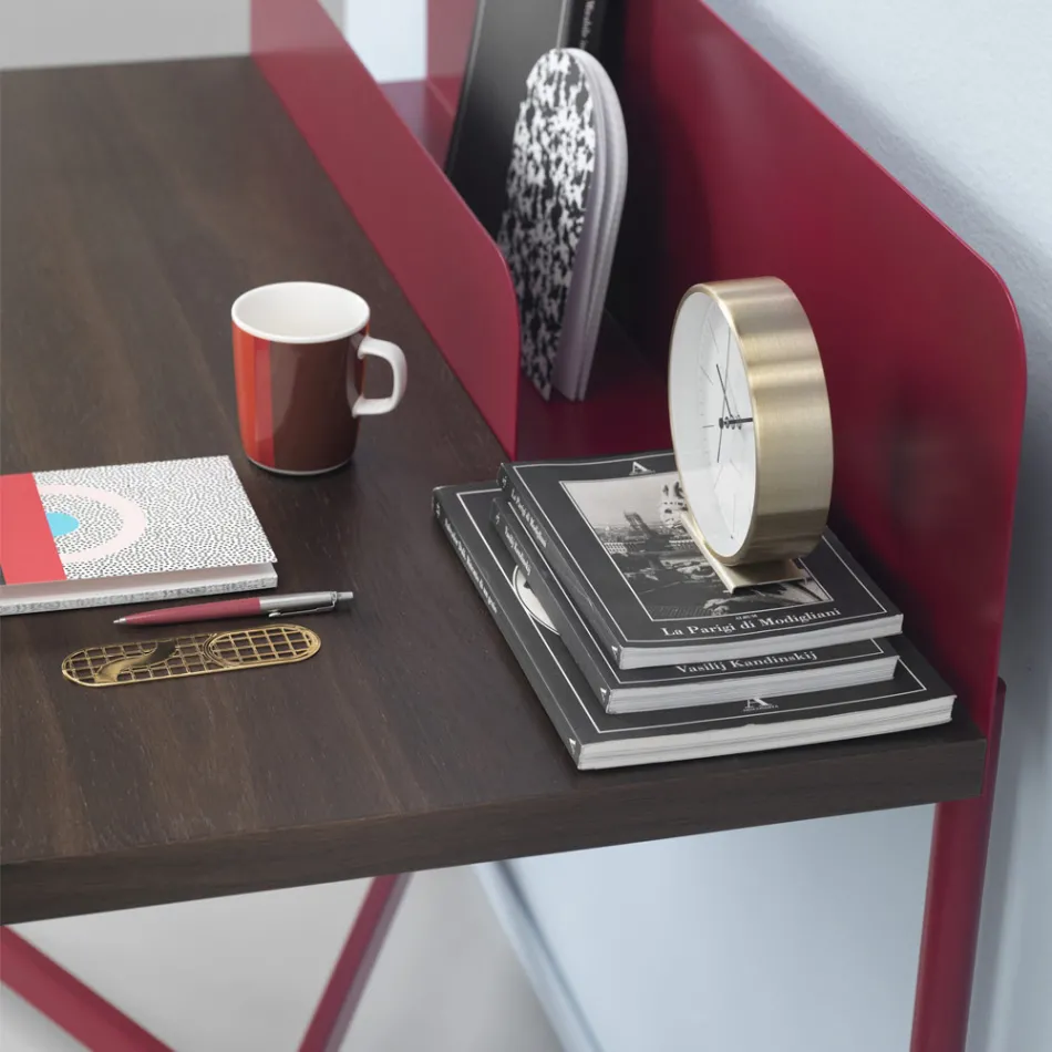 Scrittoio Moderno in Metallo Colorato e Legno Rovere di Design Italiano - Nadin Viadurini