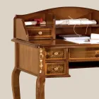 Scrivania 7 Cassetti Legno di Noce con Intarsi Made in Italy - Katerine Viadurini