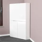 Scrivania Bianca Moderna Angolare in Legno Lucido Design Italiano - Ghero Viadurini