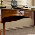 Scrivania Classica 5 Cassetti in Legno e Ecopelle Made in Italy - Commodo Viadurini