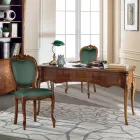 Scrivania Classica 5 Cassetti in Legno e Ecopelle Made in Italy - Commodo Viadurini