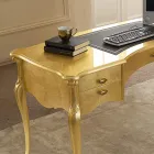 Scrivania Classica 5 Cassetti in Legno e Ecopelle Made in Italy - Commodo Viadurini