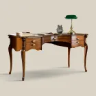 Scrivania Classica 5 Cassetti in Legno e Ecopelle Made in Italy - Commodo Viadurini