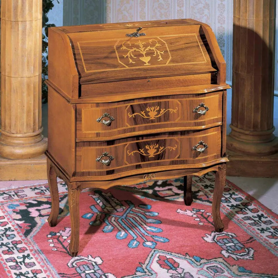 Scrivania Classica in Legno con Ribalta e Cassetti Made in Italy - Elegant Viadurini