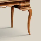 Scrivania con 5 Cassetti Legno di Noce e Ecopelle Made in Italy - Hastings Viadurini