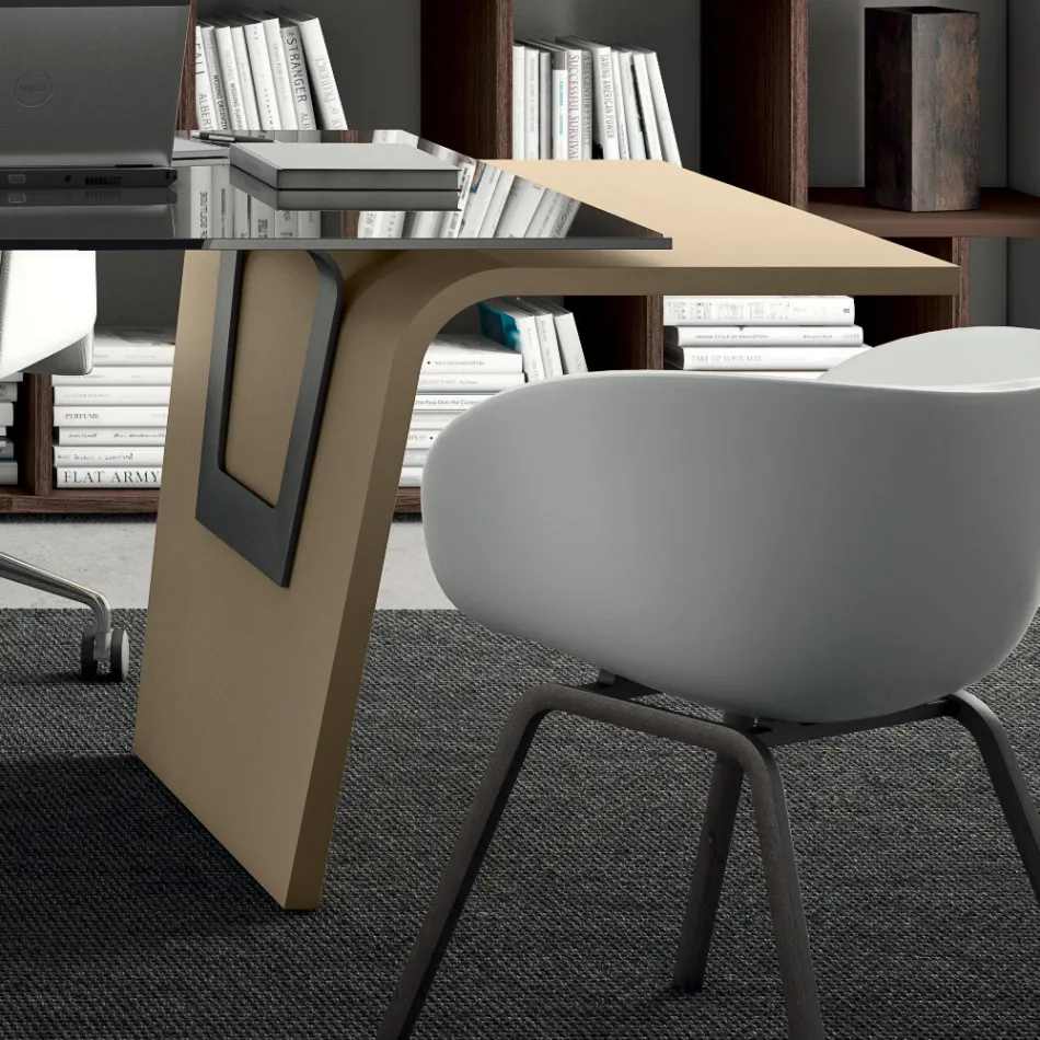 Scrivania con piano in vetro Andrea Stramigioli - Frafalla Viadurini